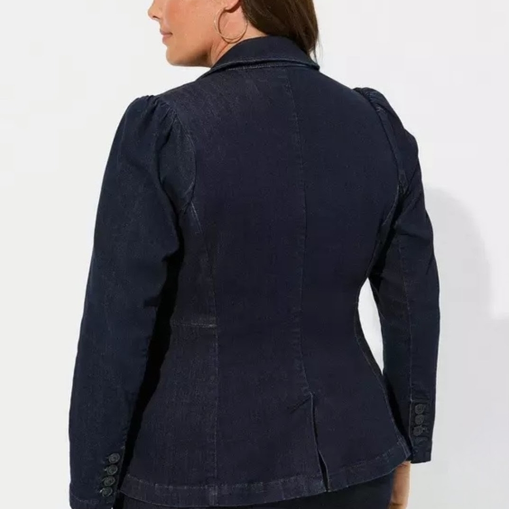 Torrid Dark Navy Denim Single-Button Blazer - Picture 2 of 5